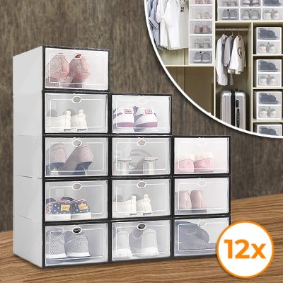 Caixa de plástico para arrumação de sapatos (12 unidades) | SHOEZY