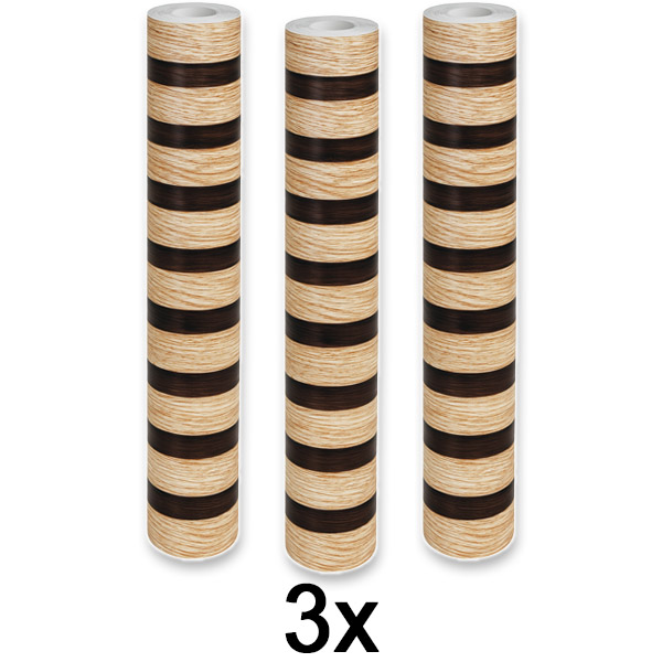 3x Adesivo de parede elegante com efeito em madeira | LINEWALL